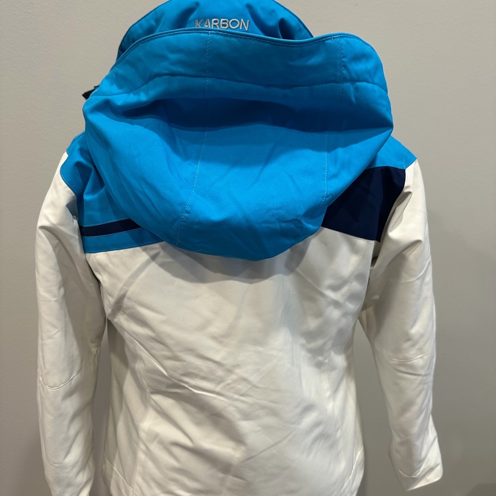KARBON BLUE AND WHITE SKI JACKET GIRLS YOUTH SIZE 10 PRISTINE CONDITION - Picture 6 of 8